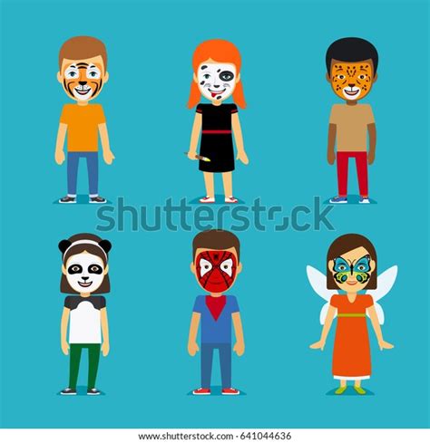 Children Face Painting Party Kids Painted Stock Illustration 641044636 ...