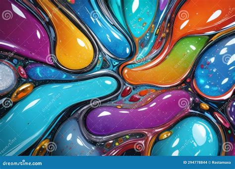 Abstract of Different Colors,transparent Paints,liquid Glass Flows,gems ...