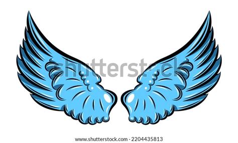 Illustrated Drawing Blue Angel Wings Stock Illustration 2204435813 ...