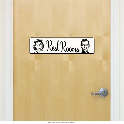 Restrooms Vintage Steel Sign | Steel signs, Restroom, Bathroom signs