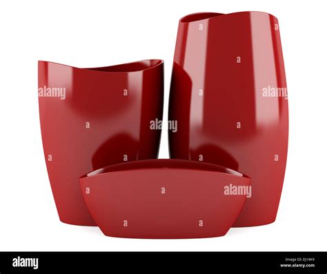 three red ceramic vases isolated on white background Stock Photo - Alamy