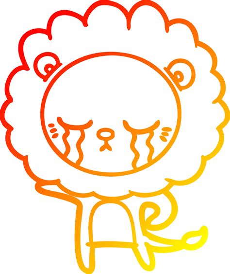 warm gradient line drawing crying cartoon lion 8849352 Vector Art at ...