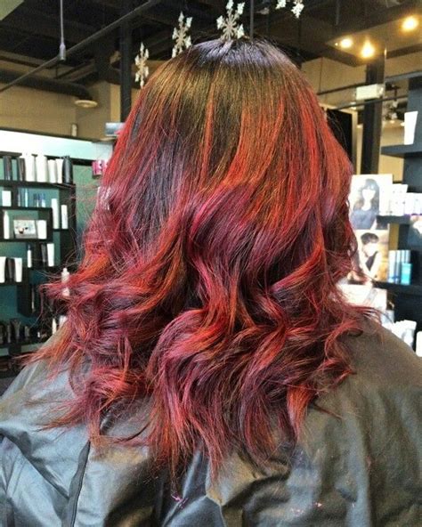 Red wella magma Balayage by Louise at lustria Salon and spa Natick MA | Hair studio, Long hair ...