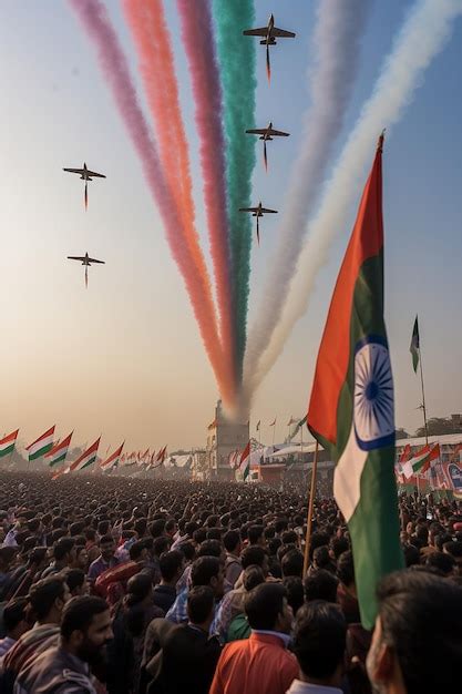 Premium AI Image | Indian Air Force jets performing a tricolor flypast ...