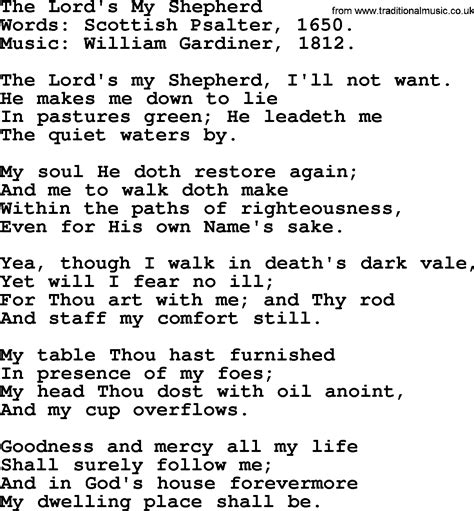 Hymns for Confirmation services, title: The Lord's My Shepherd - lyrics ...