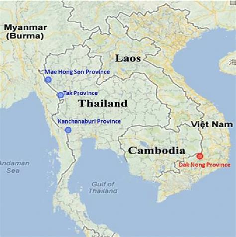 Map of Southeast Asia showing the locations of three provinces in... | Download Scientific Diagram