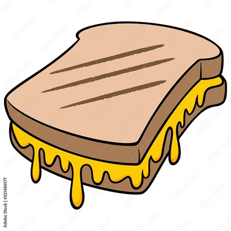 Grilled Cheese - A cartoon illustration of a Grilled Cheese sandwich. Stock Vector | Adobe Stock