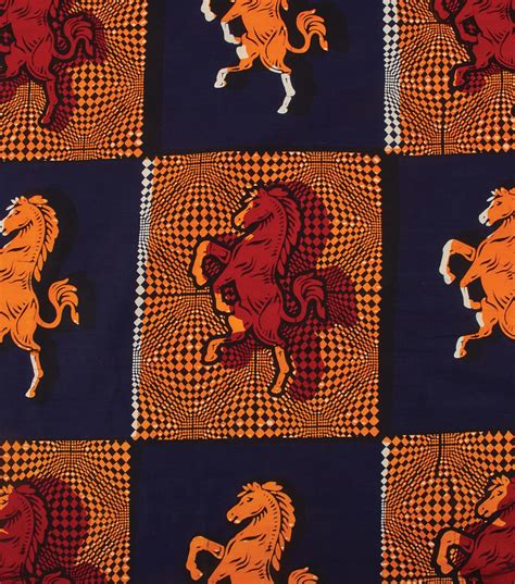 Cotton Shirting Fabric Global Print Jumping Horse | JOANN