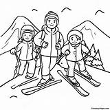 Skiing Family Fun Coloring Page  Pagescom sketch template