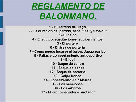 para descargar el reglamento de balonmano