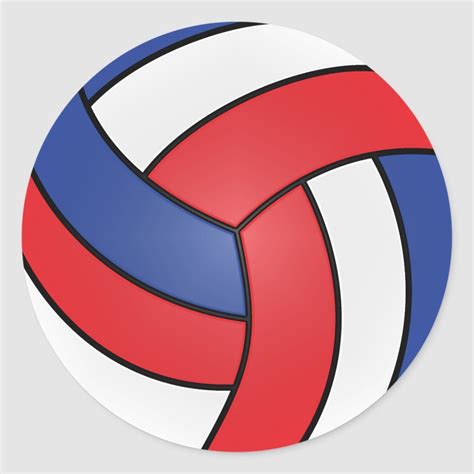 Red, White and Blue Volleyball Classic Round Sticker | Zazzle.com in ...