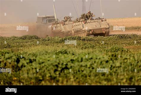 Israel Gaza Border. 22nd Jan, 2024. Israeli troops are seen near the border with Gaza Strip, in ...