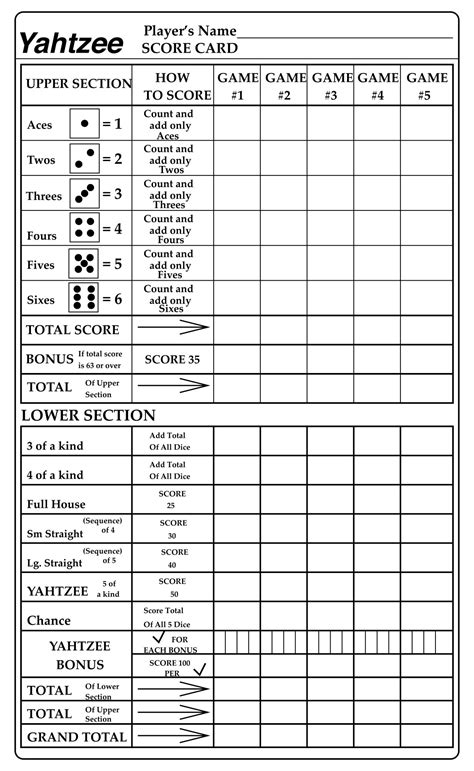 Pdf Printable Free Printable Yahtzee Score Sheets 2 Per Page ...