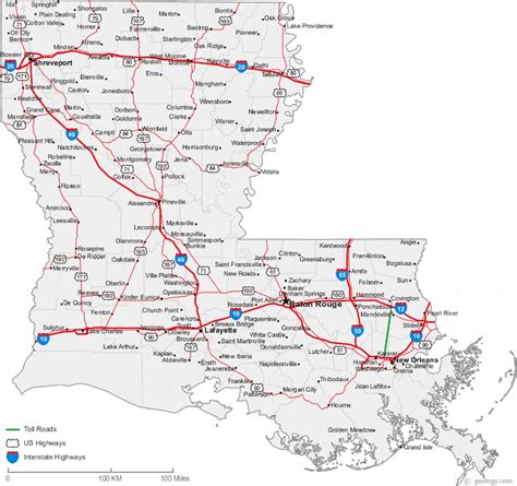 Map of Louisiana Cities - Louisiana Road Map