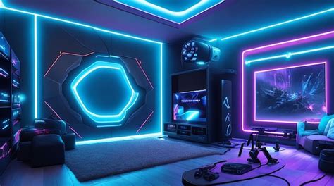 Premium AI Image | virtual reality gaming room with dynamic lighting ...