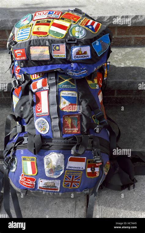 Tourist backpack with patches hi-res stock photography and images - Alamy