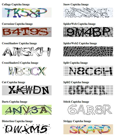 Different types of alphanumerical CAPTCHA samples | Download Scientific ...