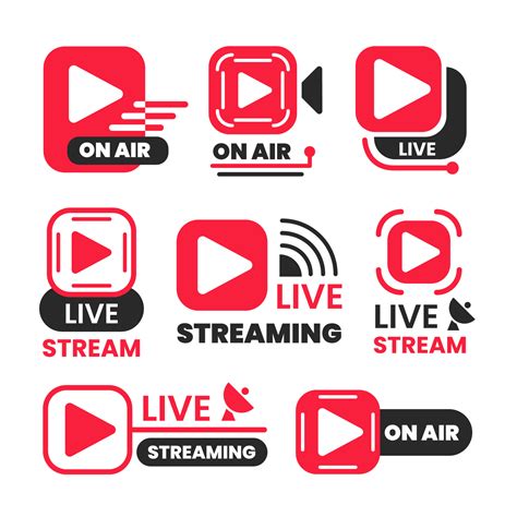 Live Stream Youtube Logo On Air Icon Badge Set 13527317 Vector Art at ...