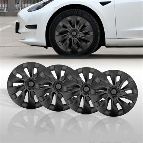 HANSSHOW Tesla Model 3 Hubcap - 18 Inch 4PCS Model 3 Hub Cap Replacement Tesla Wheel Caps ...