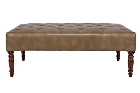 Tufted Cocktail Brown Leather Ottoman at Gardner-White