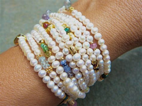 Freshwater Pearl Bracelet Multi Gemstone Jewelry Multi - Etsy