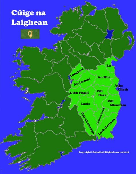 Map of Leinster province in Ireland