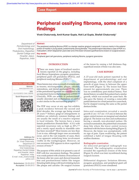 (PDF) Peripheral ossifying fibroma, some rare findings