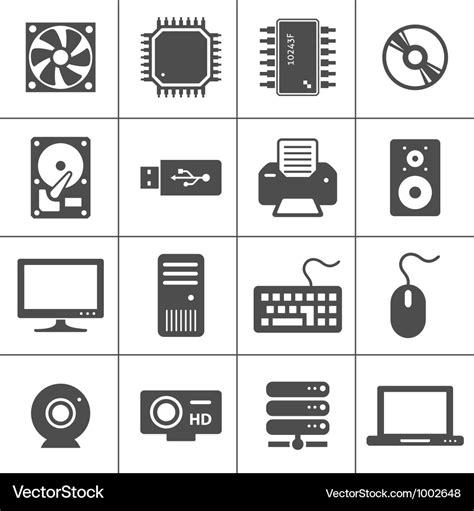 Computer hardware icons Royalty Free Vector Image