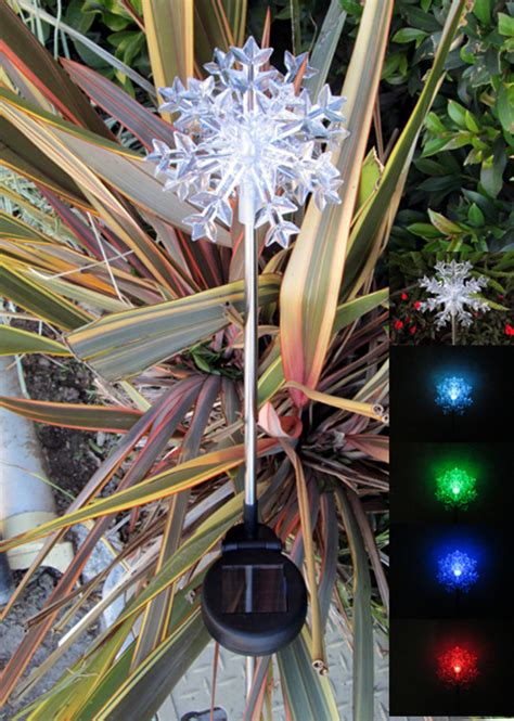 Snowflake Color Changing Solar Stake Lights | Set of 2 Outdoor Garden