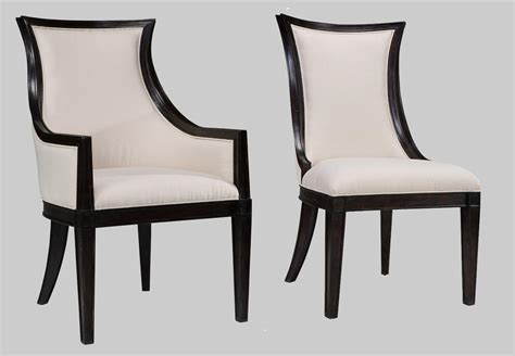 Ebonized transitional upholstered back dining chairs