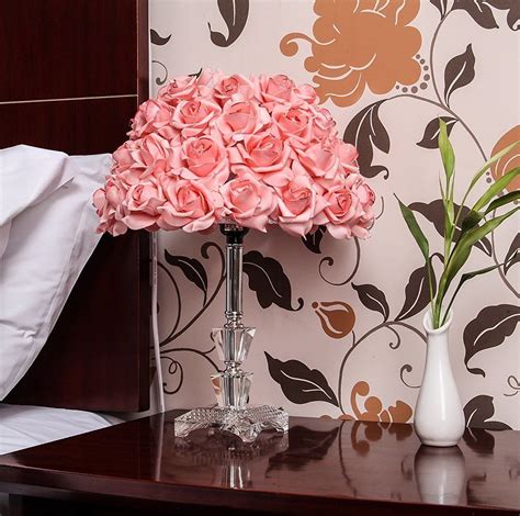 Amazon.com: Outstanding Household Modern Table Lamp with Rose Shade (Crystal… | Modern lamp ...