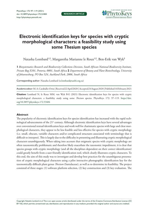 (PDF) Electronic identification keys for species with cryptic ...