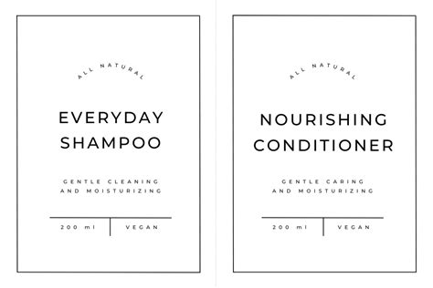 Free Clean Minimalist Elegant Modern Cosmetics Cleaning Product Shampoo Label Printable ...