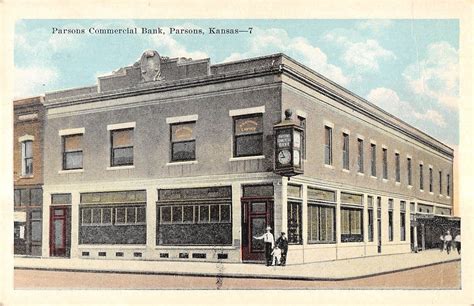 Parsons Kansas Parsons Commercial Bank Exterior View Antique Postcard ...