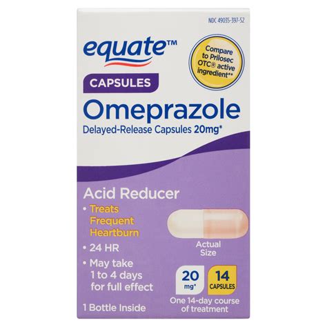 Buy Equate Omeprazole Delayed-Release Acid Reducer Capsules 20mg, 14 ...