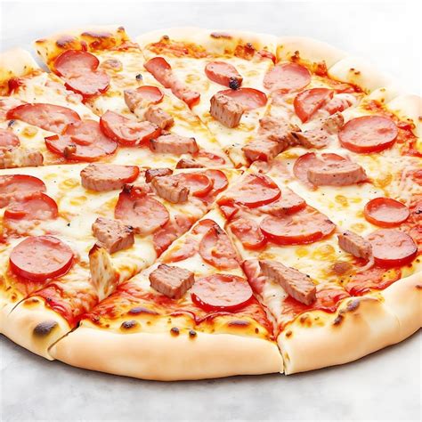 Premium AI Image | Real pizza with meat and cheese