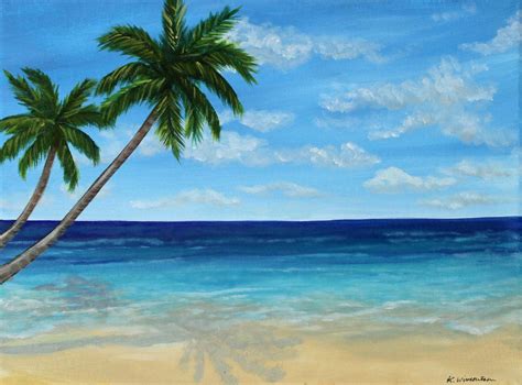 Palm Trees on the Beach is an Original Acrylic Painting by Kwincentsen ...