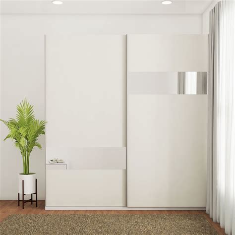 Modern Style Compact White Wardrobe Design Without Lofts | Livspace