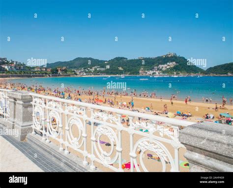 Promenade and La Concha beach. San Sebastian, Spain Stock Photo - Alamy