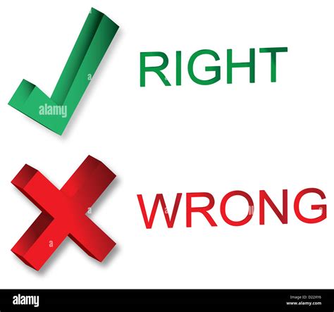 A right and a wrong symbols. Word right on green and word wrong on red ...