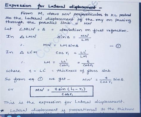 give me the derivation of the formula of lateral shift - Brainly.in