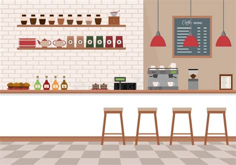 Bar Desk In Cafe Or Coffee Shop, Empty Interior Stock Vector ...