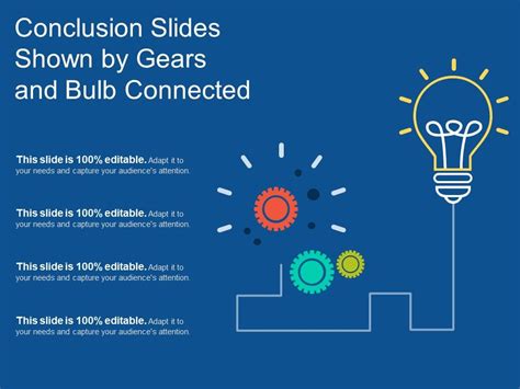 Conclusion Slides Shown By Gears And Bulb Connected | Presentation Graphics | Presentation ...