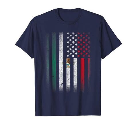 Mexican American Flag T shirt Mexico Usa Grown Roots