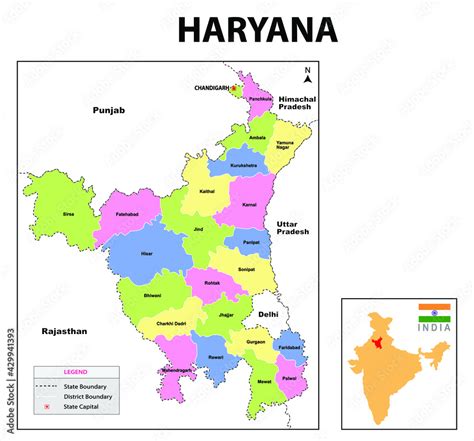 Fototapeta Haryana map. Haryana administrative and political map. Haryana map with neighboring ...