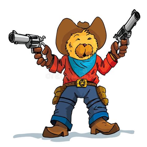 Cartoon of a Bear Cowboy with Guns Stock Vector - Illustration of western, animal: 20855797