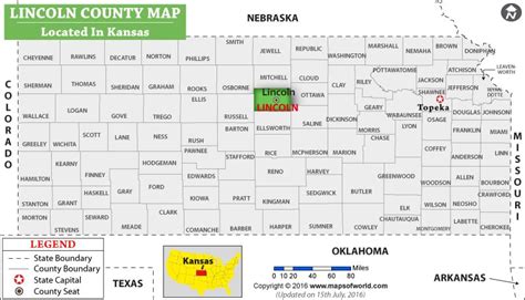 Lincoln County Map, Kansas