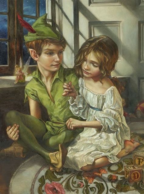 Sewn To His Shadow Peter Pan and Wendy Giclee on Canvas