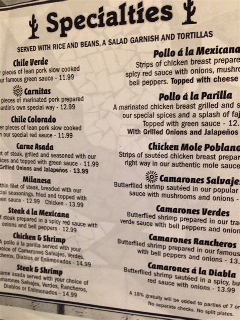 Menu at El Jardin pub & bar, Manteca