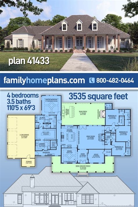 Acadian Home Plan With Outdoor Kitchen | Plan architecture maison, Plan ...